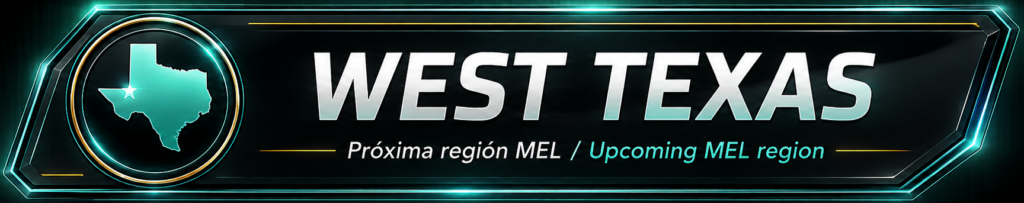 Etiqueta informativa de MEL Regional West Texas como próxima región MEL en Estados Unidos.