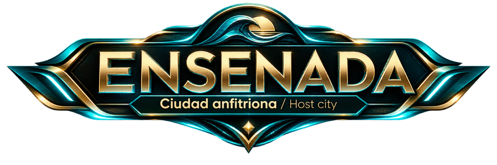 Etiqueta visual de Ensenada como ciudad anfitriona de MEL Regional Ensenada.
